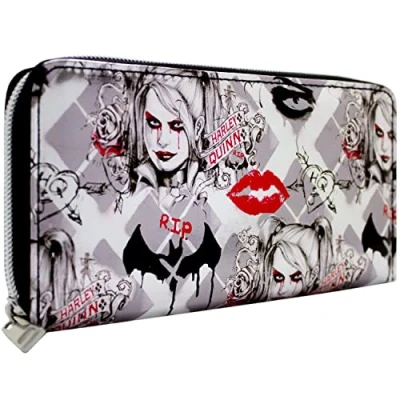 Immagine di Harley Quinn and The Joker RIP Portafoglio/Borsa Metallizzato Clutch con Tasca per Monete &amp; Porta Carte, Argento
