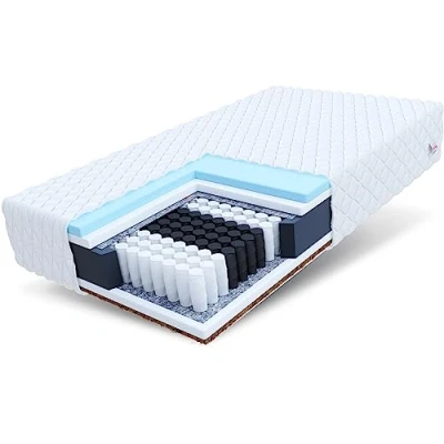 Immagine di Materasso FDM LAVAL MAX 180x200 a molle insacchettate 9 zone differenziate Rigidità H3 H4 (Medio rigido Rigido) Altezza 26 cm Schiuma Hybrid Fibra di Cocco Rivestimento sfoderabile e lavabile
