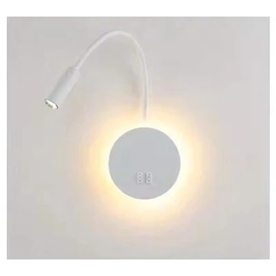 Immagine di Budbuddy 3+8W LED Lampada da lettura luce di nero comodino per la a letto, flessibile collo cigno flessibile, notturna in alluminio (Bianco/Bianco caldo)