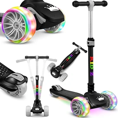 Immagine di KIDIZ® Scooter per bambini X Pro2 Triciclo con ruote luminose a LED in PU pedali pieghevole da città regolabile altezza ragazze 3 12 anni