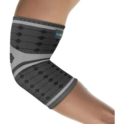 Immagine di bonmedico Professional Kusano Gomitiera Unisex, Dona Supporto a Tendini e Muscoli, Elastica in Tessuto Compressivo per Prevenire Donare Sollievo dal Dolore, Grigio, L
