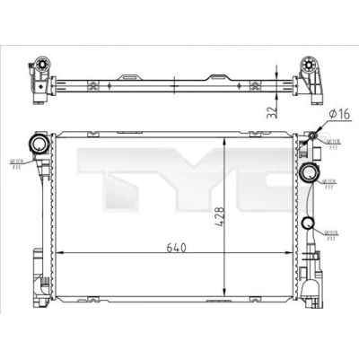 Immagine di TYC 721 0015 Radiatore motore 640 428 32 Alette di raffreddamento saldate MERCEDES BENZ: Classe C T modell, Sedan, E modell