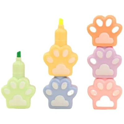Immagine di Diyfixlcd 1 set di evidenziatori a forma zampa gatto piccoli colorati punta pennello per forniture cancelleria ufficio