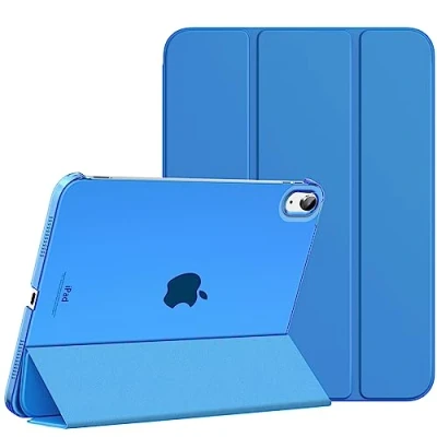 Immagine di MoKo Custodia Compatibile con iPad 10 Generazione 2022 10,9&quot;, Coperchio Tripieghevole, Retro Traslucido in Pelle PU e PC, Auto Riattivazione Standb, Onda Blu