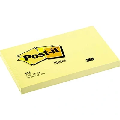 Immagine di Post it Foglietti Canary Yellow, Confezione da 12 blocchetti, 100 Fogli per blocco, 76 mm x 127 mm, Colore Giallo Adesivi Appunti, Elenchi &amp; Promemoria