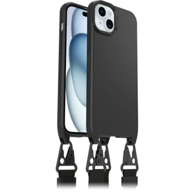 Immagine di Otterbox Cover React Lanyard con MagSafe per iPhone 15 Plus / 14 Plus, resistente cordone da collo, adattabile e intercambiabile, testata a norme MIL STD 810G, Nero, Senza Retail Package
