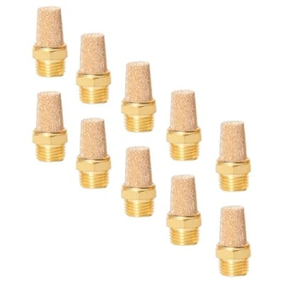 Immagine di Silenziatore pneumatico in bronzo sinterizzato 1/4&quot;, set da 10 silenziatori ad aria compressa di qualità industriale (10, 1/4&quot;)