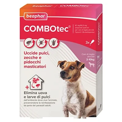 Immagine di Beaphar COMBOTEC Antiparassitario per Cane Taglia Piccola (2 10 Kg), Protegge da Pulci, Zecche, Uova, Larve e anche la Casa In Confeziona 3 Pipette