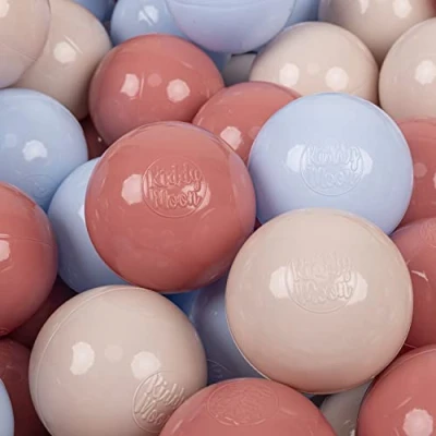 Immagine di KiddyMoon 100 Palline/7Cm Palline Morbide Colorate per Piscina Bambini Fatto in EU, Beige Pastello/Blu Pastello/Salmone