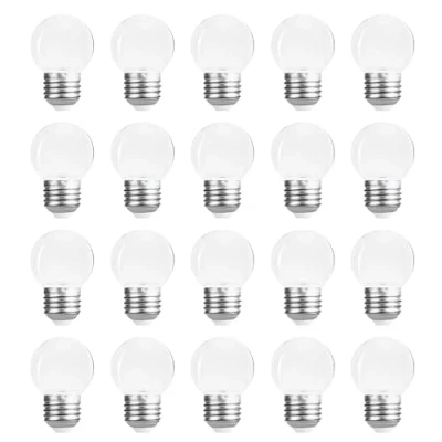 Immagine di WULUN 20 lampadine LED da 2 W, E27, G45, infrangibili, impermeabili, in plastica trasparente, luci decorative per patio, giardino, feste, matrimoni, Natale, AC220 240 V, non dimmerabili