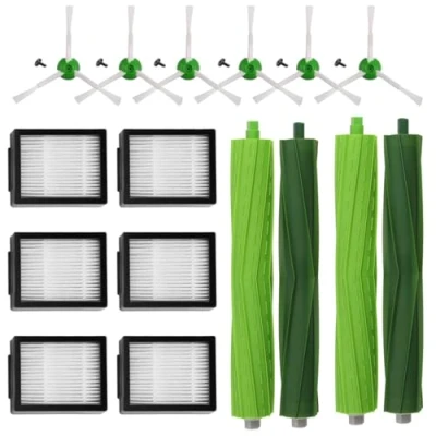 Immagine di MIRTUX Kit di accessori Total compatibile con Roomba E5 E6 i3 i3+ i7 e5154 e5158 j7. Pack ricambi grandi dimensioni. ricambio 6 spazzole, filtri, 2 rulli centrali