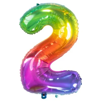 Immagine di Folat Palloncino in alluminio Yummy Gummy Rainbow Numero 2 86 cm, Multicolore, 63242