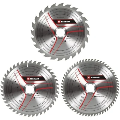 Immagine di kwb by Einhell Set di 3 lame per sega circolare, 210 x 30 mm, accessori seghe (3 HM, diametro 1 24 Z, 42 60 adatto circolari e troncatrici a