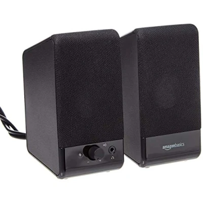 Immagine di Amazon Basics, altoparlanti per computer desktop o PC portatile, alimentazione tramite USB, Nero