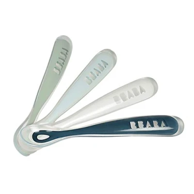 Immagine di BÉABA Cucchiaio in Silicone per Bebè e Neonato, Cucchiaino Svezzamento, Set di 4, Con Custodia Trasporto, Arcobaleno