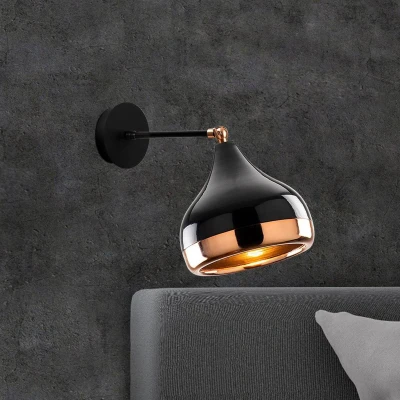 Immagine di Applique con abat jour orientabile D. 17 x H. 28 cm in Metallo Nero e Rame YILDO