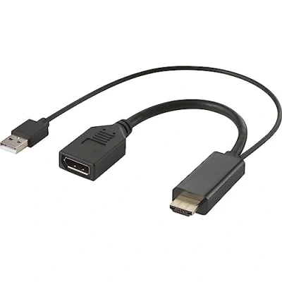 Immagine di Renkforce RF 4777274 HDMI / DisplayPort Cavo adattatore [1x Spina HDMI, A USB 2.0 1x Presa DisplayPort] Nero UHD 4K; 0.15 m