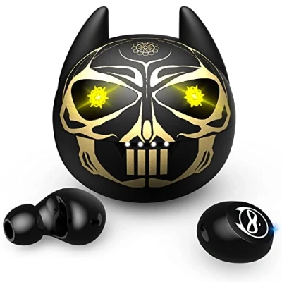 Immagine di AMAFACE Teschio Auricolari Wireless Bambini Cuffie Bluetooth con Mic 36H Playtime IPX6 impermeabile controllo tattile HIFI stereo Display LED USB C Ragazzi per iPhone Android