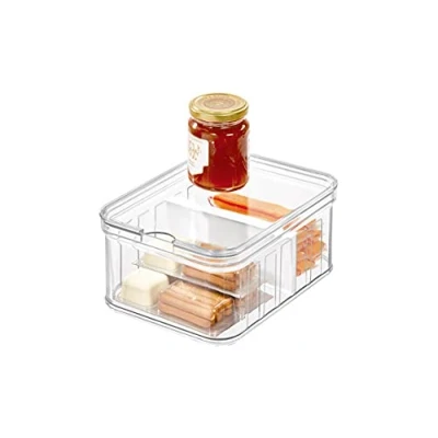 Immagine di iDesign Organizer cucina, Piccolo box frigo in plastica priva di BPA, Contenitore adatto anche all&#039;ufficio e altri ambienti, trasparente
