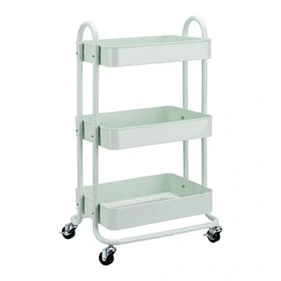 Immagine di Amazon Basics Carrello con ruote a 3 scomparti, verde menta