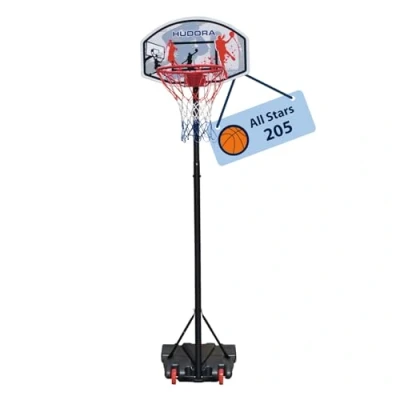 Immagine di Hudora Canestro da Basket all Stars 205 con Supporto Regolabile per Bambini e Ragazzi Mobile Esterno Giardino Ruote