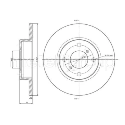 Immagine di METELLI Disco freno OPEL: Agila A, SUZUKI: Wagon R+ II Hatchback, R III Hatchback 247,0mm 12,0mm 6 60,0mm pieno 23 0603 4700711,9193872