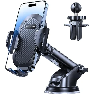 Immagine di Miracase Porta Cellulare Auto, [Livello Militare Aspirazione Affidabile] Supproto Telefono Auto Universale, Per il Cruscotto &amp; Bocchette di Aerazione E Parabrezza Adatto a Tutti Smartphone
