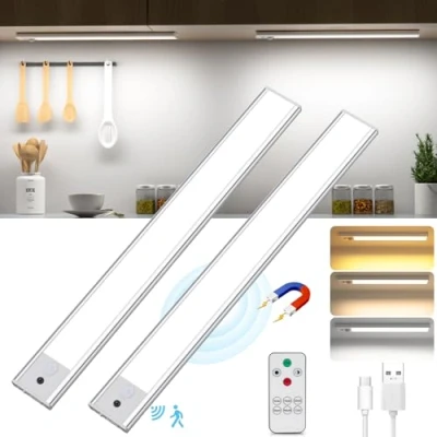Immagine di Led Sottopensile Cucina, 2PCS 41CM Luce Sottopensile, 3000K 6500K Dimmerabile Armadio con Sensore, Luci Cucina Sensore Movimento per Scale Corridoio Garage