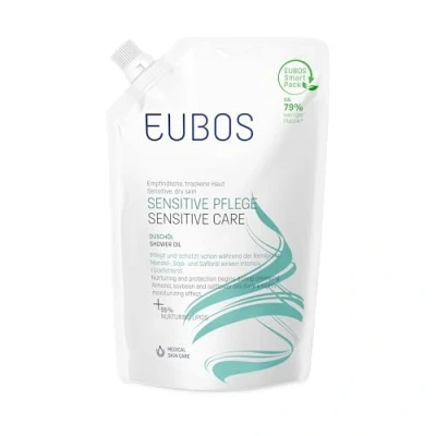 Immagine di Eubos Olio doccia 400 ml Sacchetto di conservazione con convenienza per pelle secca e molto Compatibilità cutanea dermatologicamente confermata