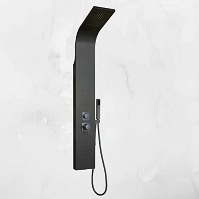 Immagine di EM Colonna Doccia Jungle Black Acciaio Nero Opaco 4 Funzioni Con Cascata Doccetta Miscelatore Acqua Calda Fredda