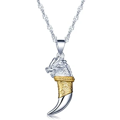 Immagine di Infinite U, collana con ciondolo a forma di dente lupo o tigre in argento Sterling 925 zirconi, per donna/ragazza