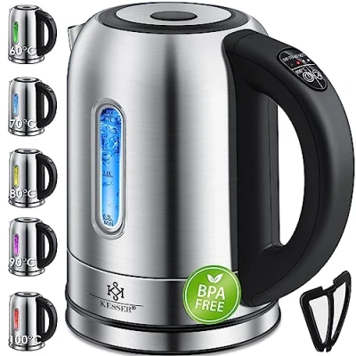 Immagine di KESSER® Bollitore in acciaio inox da 1,7 litri 2200W funzione di riscaldamento con selezione della temperatura