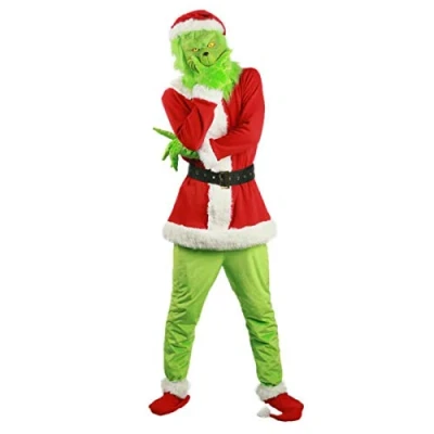 Immagine di RPixc Costume de Noël Minasan pour homme fête monstre Vert/rouge Uniforme unique comme le Grinch Rouge S…
