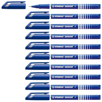 Immagine di Fineliner con punta ammortizzata STABILO SENSOR F Tratto Fine (0,3 mm) Confezione da 10 Blu