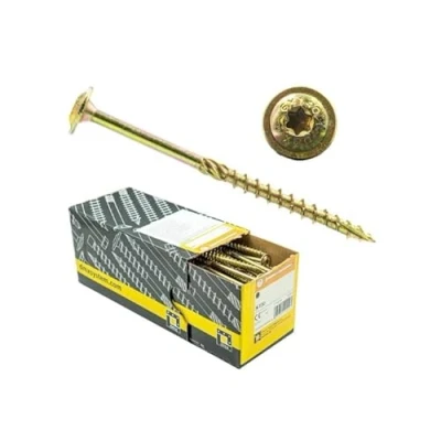 Immagine di Viti per legno con testa piatta, zincate, Torx TX, colore: giallo