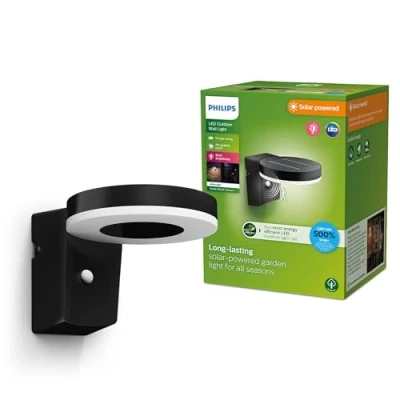 Immagine di Philips Zonal 8720169265769 Lampada solare da parete per esterno con rilevatore di movimento 1.3 W Nero