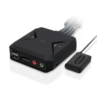 Immagine di IOGEAR USB KVM Switch DisplayPort 2 PC 1 Monitor 4K@30Hz con Cavo e Telecomando Plug &amp; Play Audio HD 7.1 compatibile Windows Mac Linux