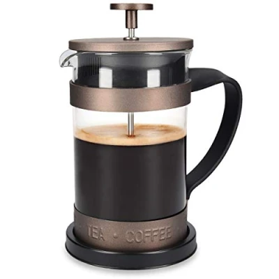 Immagine di Navaris Caffettiera Francese in Vetro e Acciaio 600ml French Press Inossidabile bricco borosilicato Teiera Retro con Filtro