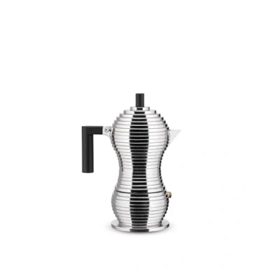Immagine di Alessi Pulcina MDL02/3BFM Caffettiera per Espresso di Design, Manico e Pomolo in PA, Fusione Alluminio Piani a Induzione, 3 tazze, Nero