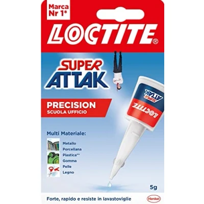 Immagine di Loctite Super Attak Precision Scuola E Ufficio, Colla Liquida Trasparente Con Beccuccio Lungo, Universale Istantanea Multimateriale, Resistente Precisa, 1 X 5 G, Multicolore