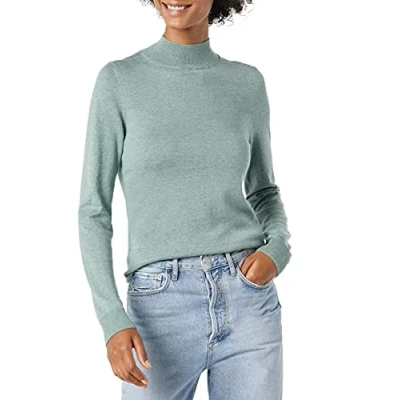 Immagine di Amazon Essentials Maglione Leggero con Collo a Lupetto (Disponibile in Taglie Forti) Donna, Verde Salvia Puntinato, XXL