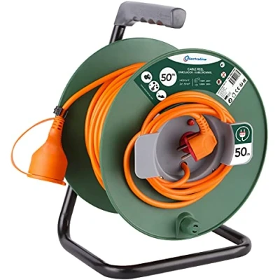 Immagine di Electraline 200150 avvolgicavo per esterni, 50 mm, 1,5 m² cavo con interruttore 16 A IP 20, colore: rosso/nero