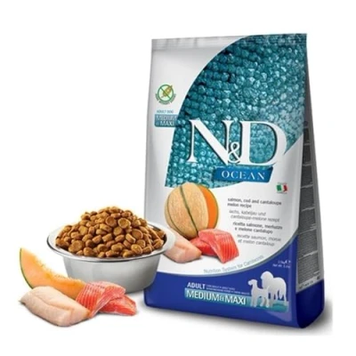 Immagine di N&amp;D OCEAN DOG SALMON, COD AND CANTALOUPE MELON ADULT MEDIUM &amp; MAXI 2,5 KG