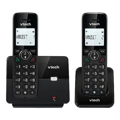 Immagine di VTECH CS2001 Telefono Cordless Casa duo con vivavoce e blocco chiamate, DECT fisso, identificatore di display retroilluminato, tasti grandi, 30 Rubrica nomi numeri, modalità ECO