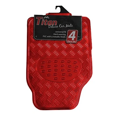 Immagine di JVL 01 692 Titan Tappetini Auto Design Metallico con Lato Inferiore in Gomma, Rosso, Set di 4