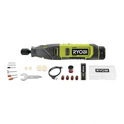 Immagine di Ryobi RRT4 120GA15 Utensile Rotativo 4V, Velocità da 5.000 a 25.000 g/min, Cambio Accessori Semplice e Rapido Senza Chiave