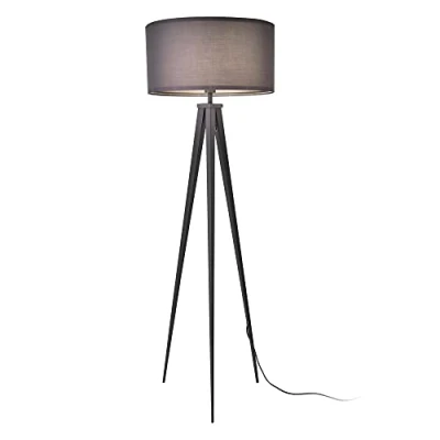 Immagine di lux.pro Lampada da Terra in Stile Treppiedi con Base Metallo e Paralume Cilindrico Tessuto E27 60W Piantana Tripode Grigio Chiaro
