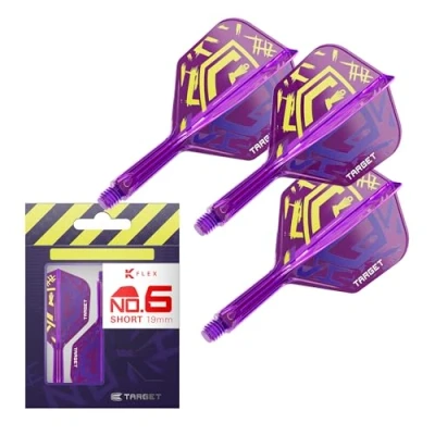 Immagine di Target Darts Luke Littler Campione del Mondo K Flex Flights e Sistema ad Albero, No.6 Il Kflex Nuke 2025 Edition, Voli Alberi Integrati Tutto in Uno (Confezione da 3) Corto, 19mm