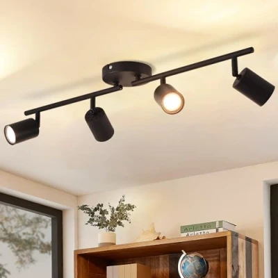 Immagine di ANWIO Faretti da Soffitto Regolabili Base Rettangolare,Faretti Parete,Plafoniera Vintage con 4 LED GU10,Lampadario,Lampada per Negozio,Cucina,Camera Letto,Lampadine Escluse