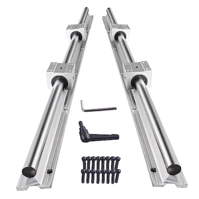 Immagine di CNCMANS Guida lineare, 2 binari lineari SBR12 1000 mm, in acciaio inox con 4 cuscinetti SBR12UU, parti CNC per stampante 3D motore passo (guida lineare mm)